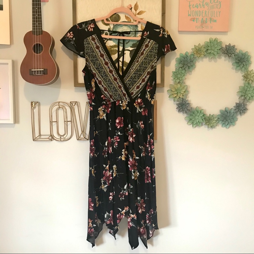Xhilaration Black Floral Dress
